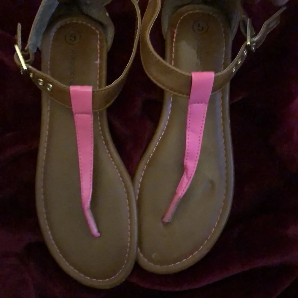 Brown‎ and pink sandals